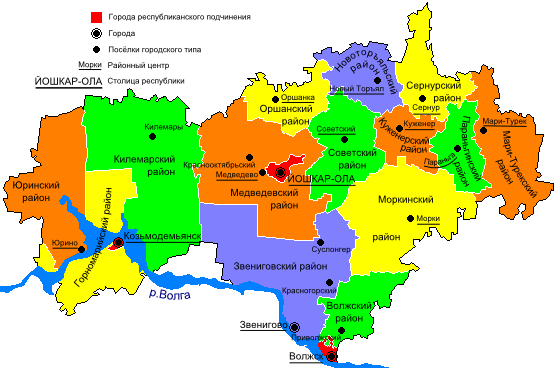 карта Марий Эл области